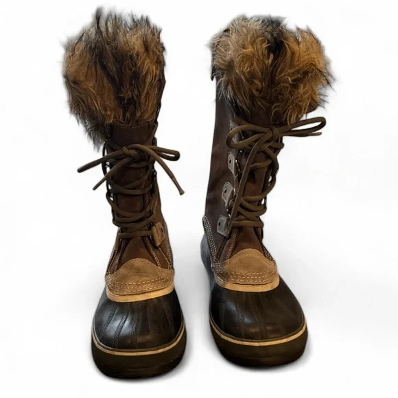 Sorrel Joan of Arc Artic Grey Suede Faux Fur Tim Waterproof Winter Boots Size 9 - Picture 3 of 14